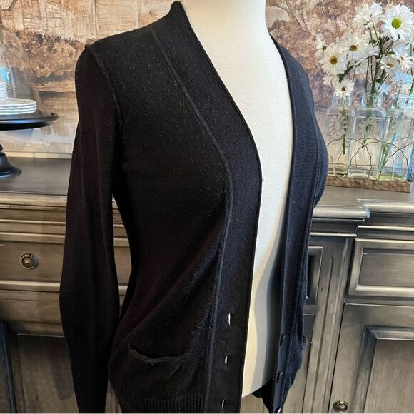 LOFT Black Cardigan Sweater Cotton & Cashmere size Small - Picture 1 of 6